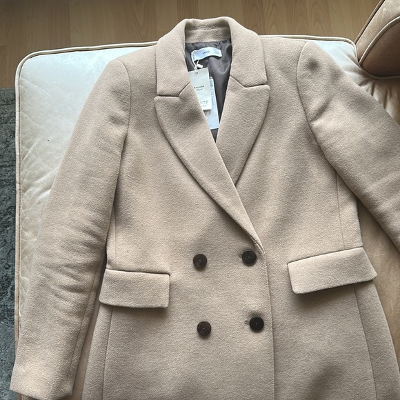 NWT Mango Dali Tan Double-breasted wool coat M - Picture 6 of 9